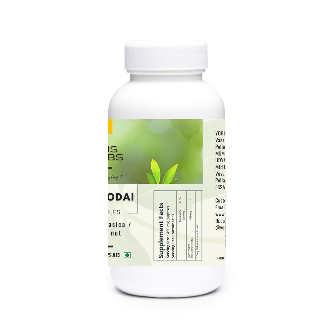 YOGIS HERBS Adathodai Capsules, 90 Veg Capsules