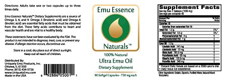 Uniquely Emu Emu Essence Emu Oil Capsules 90 Count