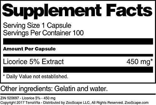 Terravita Licorice 5% - 450 mg Capsules, 100 Count