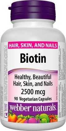 Webber Naturals Biotin 2500 mcg Vegetarian Capsules, 90 Capsules