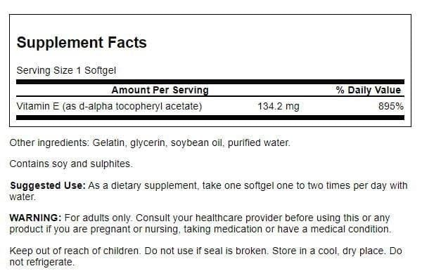 Swanson Vitamin E Heart Health and Tissue Protection Softgels - 200 IU per Softgel, 200 Softgels (2-Pack)