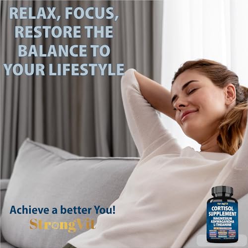 StrongVit Cortisol Supplement & Biotin Complex Bundle 120 Capsules