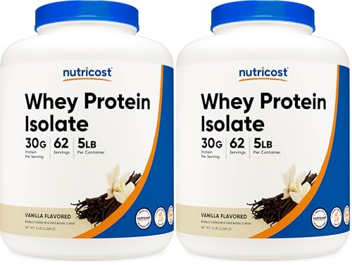 Nutricost Isolate Whey Protein Powder Vanilla, 5 Pounds (Pack of 2), 160 Servings