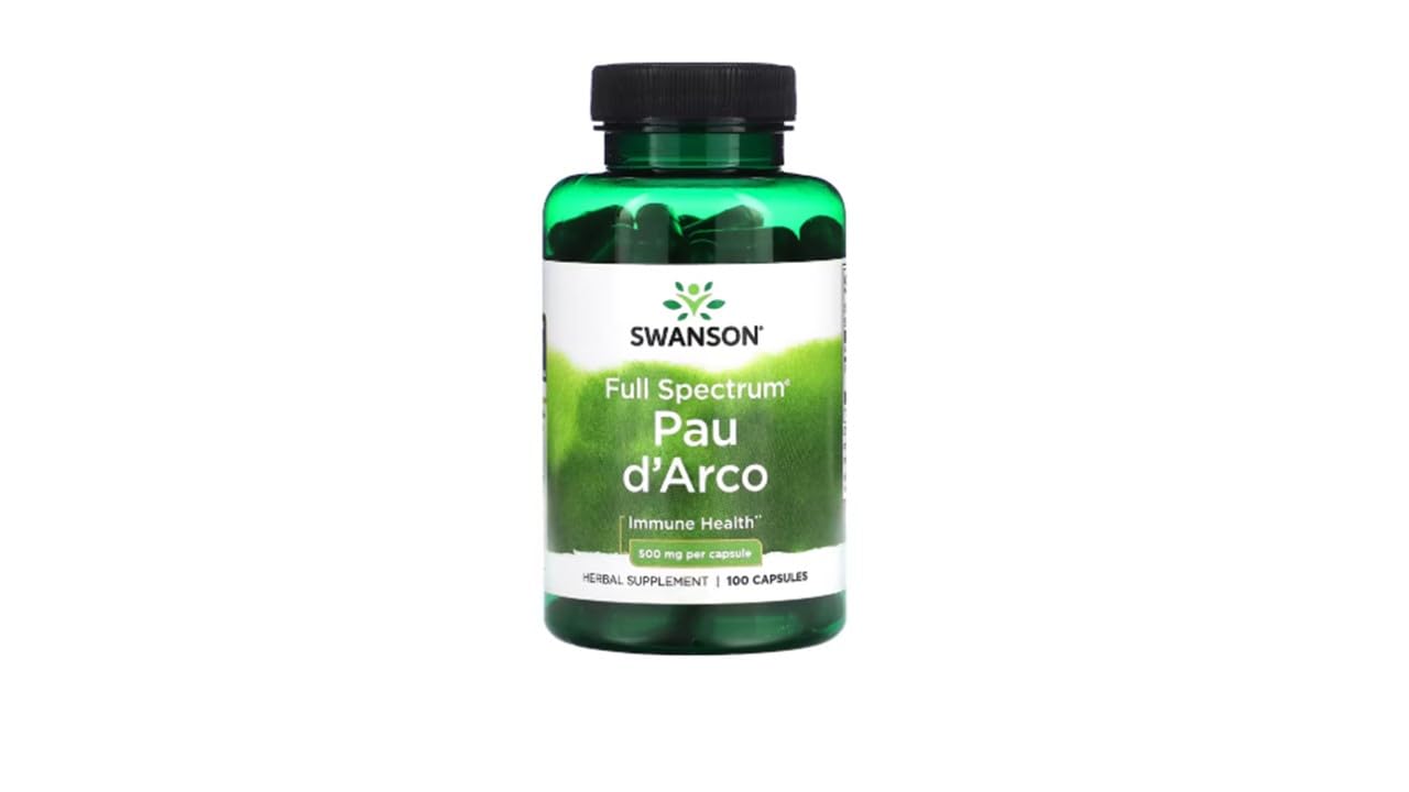 Swanson PAU d'Arco 500 mg Capsules, 100 Count