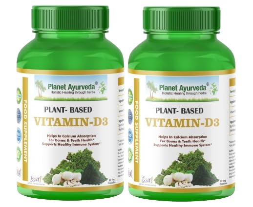 Planet Ayurveda Plant Based Vitamin D3 Organic Tablets, 60 Count