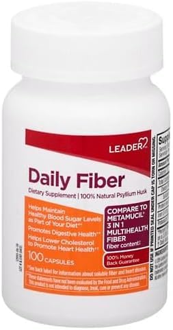 Leader Daily Psyllium Husk Powder Supplement Capsules 600