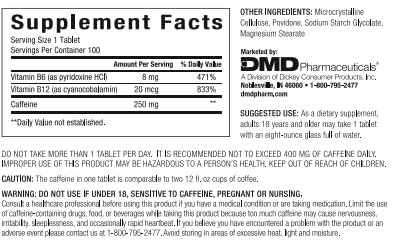 PEPTIME Energy Peptime Mini White Vitamins B6 and B12 Caffeine Tablets, 100 Count