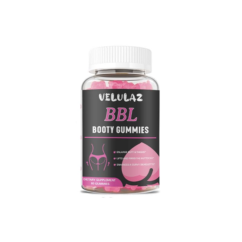 Velulaz Booty Gummies for Women - BBL Gummies with Multivitamins and Herbal Extracts - Strawberry Flavor, 60 Count