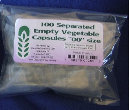 Capsule Connection 100 Separated Empty Vegetable Capsules Size 00 Capsule, 100 Count