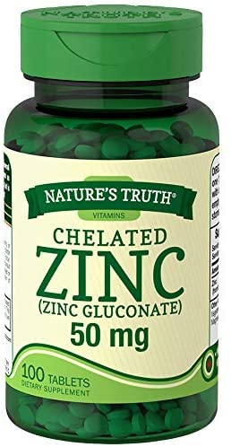 Nature's Truth Chelated Zinc 50 mg Tablets, 400 Count