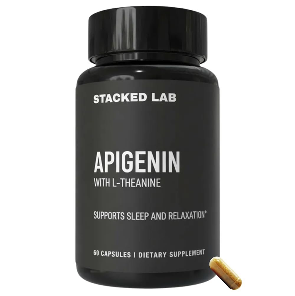 STACKED LAB Apigenin with L-Theanine for Better Sleep, 60 Capsules