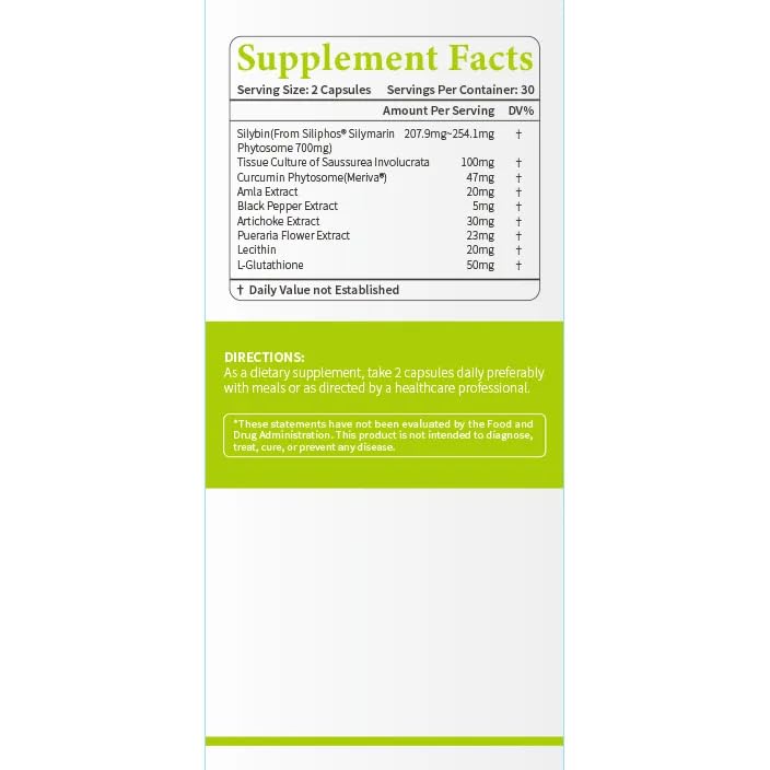 AIDEVI Liver Health Plus 21000 Supplement Support Milk Thistle 60 Capsules
