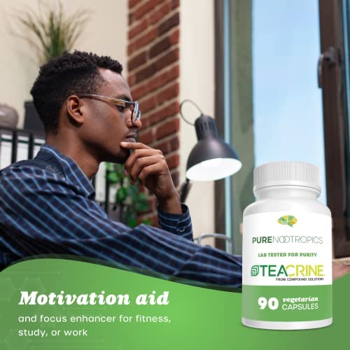 Pure Nootropics Theacrine (TeaCrine) Energy Supplement Capsule, 90 Capsules
