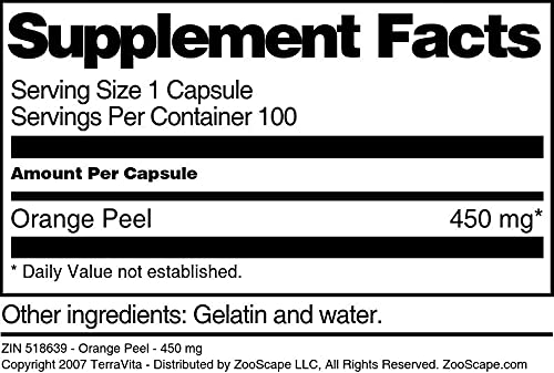 Terravita Orange Peel 450 mg Capsules, 100 Count