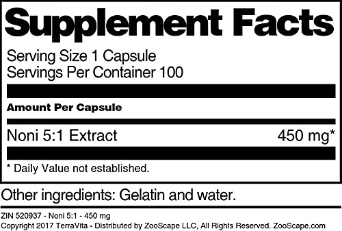Terravita Noni 5:1-450 mg Capsules, 100 Count