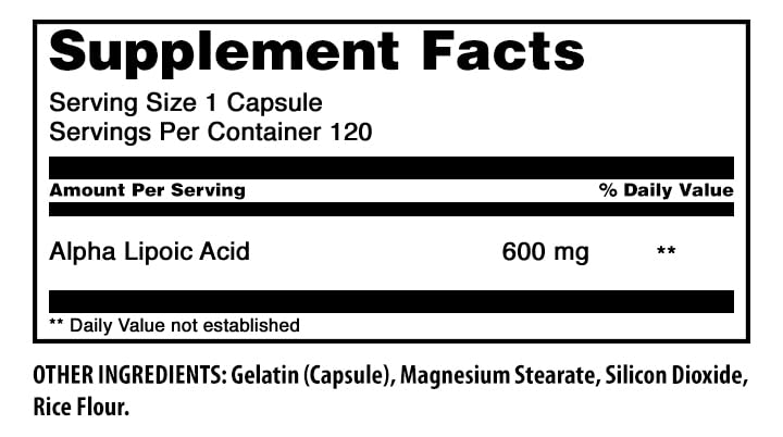 Amazing Nutrition Alpha Lipoic Acid 600 Mg Per Serving Capsules 120 Count