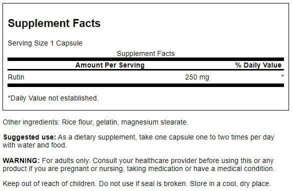 Swanson Premium Brand Rutin Natural Bioflavonoid 250 mg, 500 Capsules