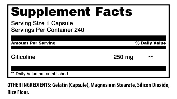 Amazing Nutrition Citicoline 250 Mg Capsule 60 Count