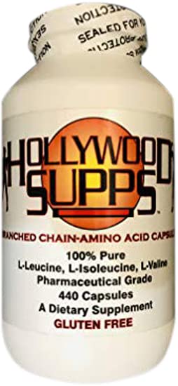 Hollywood Pro Hollywood Supps BCAA 100% Pure 3200mg Made in The USA, 440 Capsules