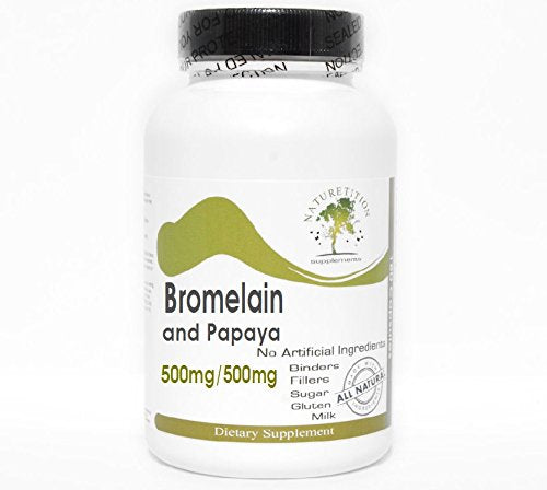Naturetition Supplements Bromelain 500mg and Papaya 500mg Capsules, 90 Capsules