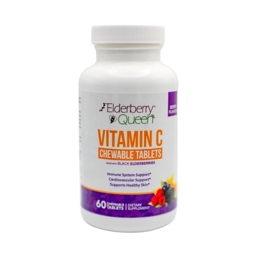 Elderberry Queen Vitamin C 500mg Tablet, Immune Boost & Antioxidant Support, 60 Count