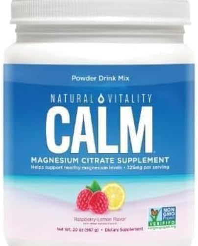 Elesbão 22 Natural Vitality Calm Magnesium Citrate Powder Raspberry Lemon Flavor, 20 Ounce