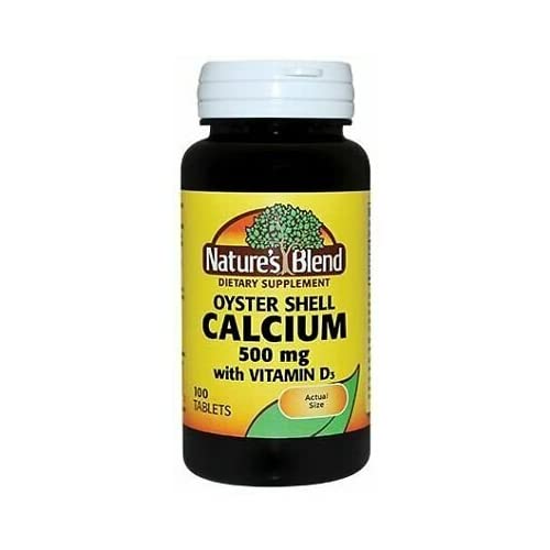 Nature's Blend Oyster Shell Calcium 500mg with Vitamin D3, 100 Tablets