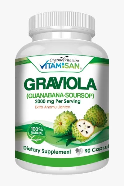 VITAMISAN Graviola Soursop Guanabana Extract Anamu Llanten Natural Dietary Supplement Leaf & Fruit Extract, 90 Capsules