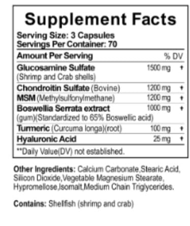VitalBlends Glucosamine Chondroitin Turmeric MSM Boswellia Joint Support Supplement Capsules, 210 Count