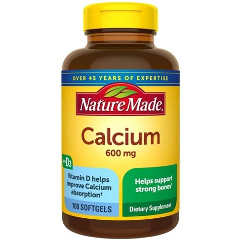 Nature Made Calcium 600 mg with Vitamin D Softgels Pack of 6