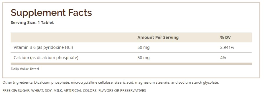 Windmill Vitamin B-6 50 mg Tablet, 100 Tablets