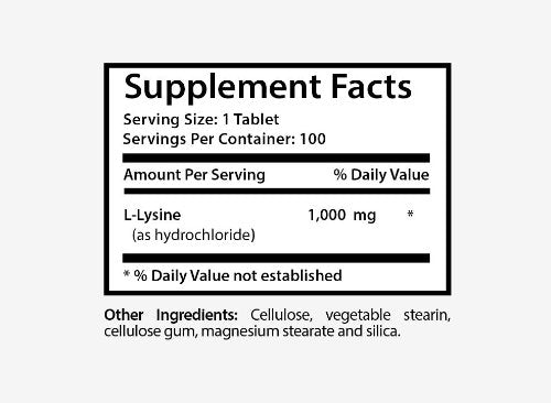 Health Solution Prime Lysine Capsules Organic L-Lysine 1000mg, 300 Capsules