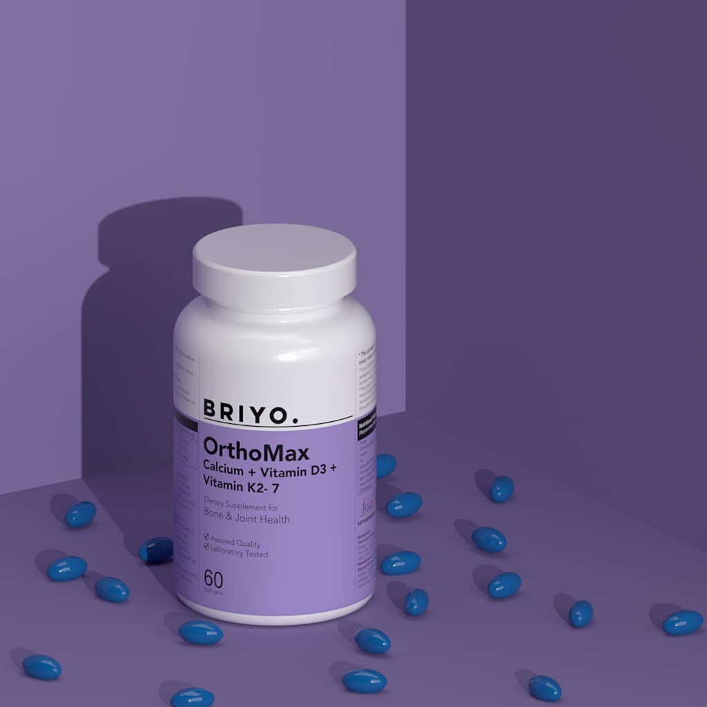 Briyosis Orthomax Vitamin D3 & K2-M7 + Calcium Dietary Supplement Capsules, 60 Capsules