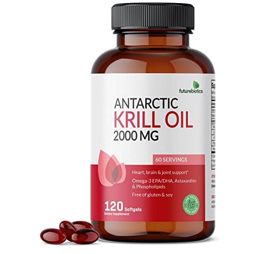 Futurebiotics Antarctic Krill Oil 2000mg with Astaxanthin, Omega-3s EPA, DHA and Phospholipids Softgels 120