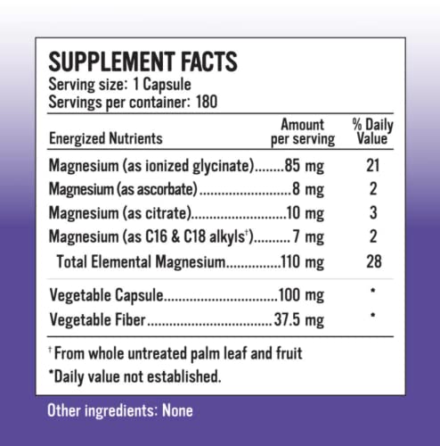 Alkaline for Life Ionized Magnesium – Glycinate, Citrate & Ascorbate (110 mg Total Elemental), Multi-Form High Absorption, 60 Capsules