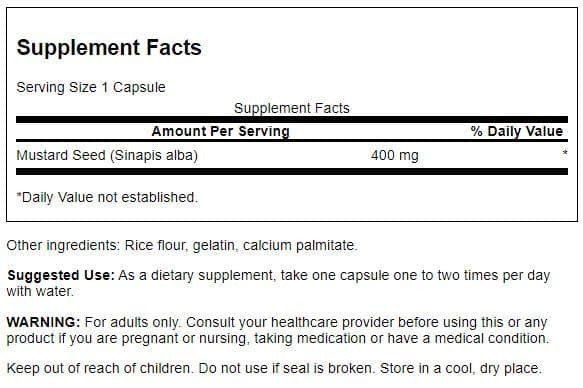 Swanson Full Spectrum Mustard Seed 400 mg Capsules, 60 Count