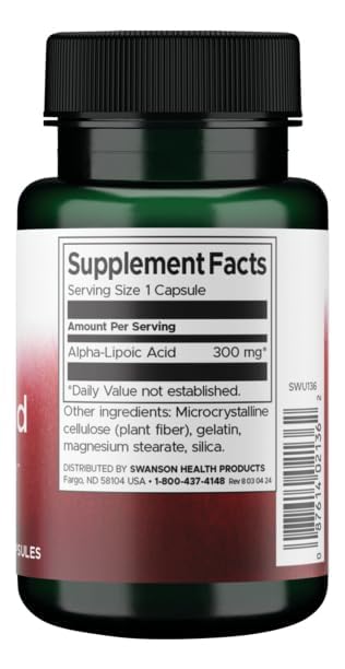 Swanson Alpha Lipoic Acid - Antioxidant Activity Supplement - 300 mg VEGAN CAPSULES, 60 Count