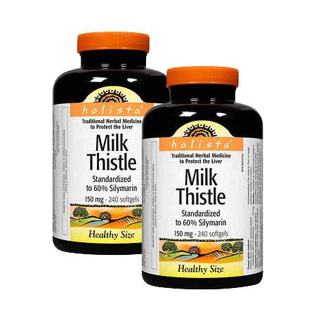 Holista Milk Thistle 150 mg Softgels, 240 Softgels per Bottle, Pack of 2