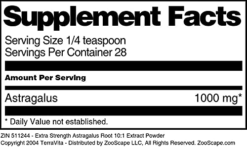 Terravita Extra Strength Astragalus Root 10:1 Extract Powder, 1 oz, 3 Pack