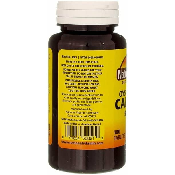 Nature's Blend Oyster Shell Calcium 500mg with Vitamin D3, 100 Tablets