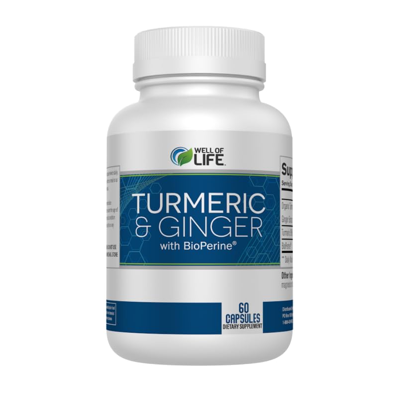 Well of Life Turmeric & Ginger with BioPerine Joint Support 655mg Veg Capsules 60 Count