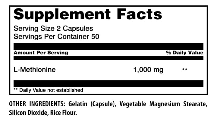 Amazing Nutrition L-Methionine Supplement Capsule 100 Capsules