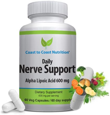 Coast to Coast Nutrition Nerve Support - Advanced Nerve Relief with Alpha Lipoic Acid 600 mg, 60 Capsules
