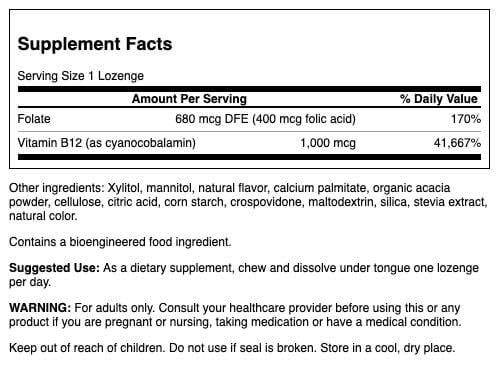 Swanson Vitamin B-12 with Folic Acid Tablet, 60 Count