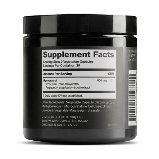 Toniiq Ultra High Purity Resveratrol Capsules, 60 Capsules