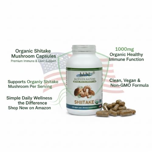 Mn Mother Nature Inc Shiitake (Lentinula edodes) Mushroom Supplement 120 Capsules