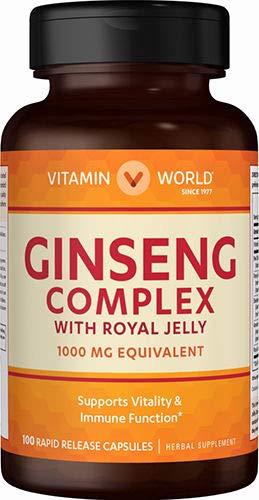 Vitamin World Ginseng Complex 1000 mg Capsules, 100 Count