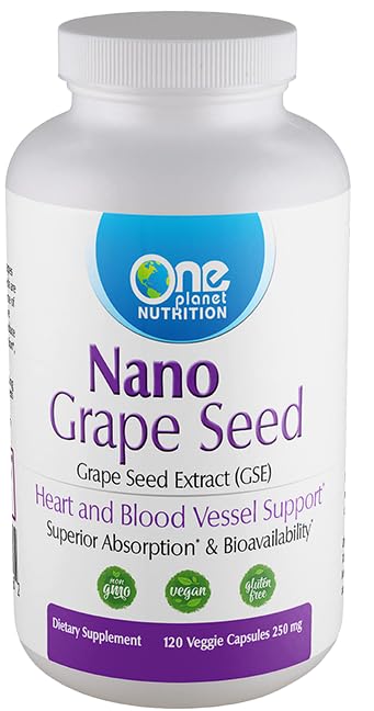One Planet Nutrition Nano Grape Seed Extract 250 mg Capsules (120 Count)
