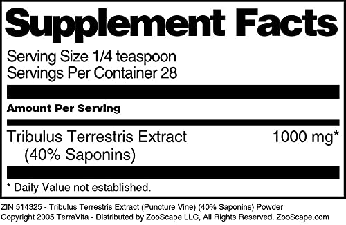 Terravita Tribulus Terrestris Extract (Puncture Vine) (40% Saponins) Powder, 3 Pack