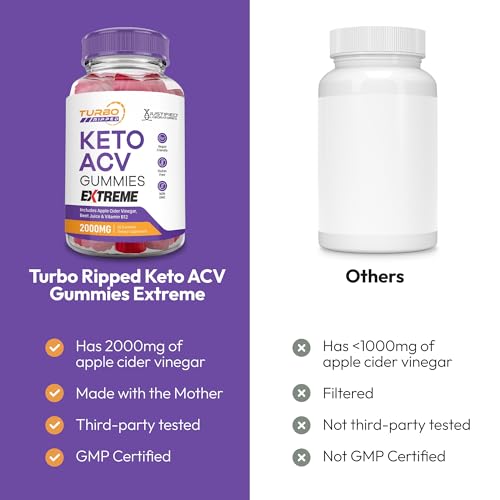 Justified Laboratories Turbo Ripped Keto ACV Gummies Extreme (2000 mg) 60 Count